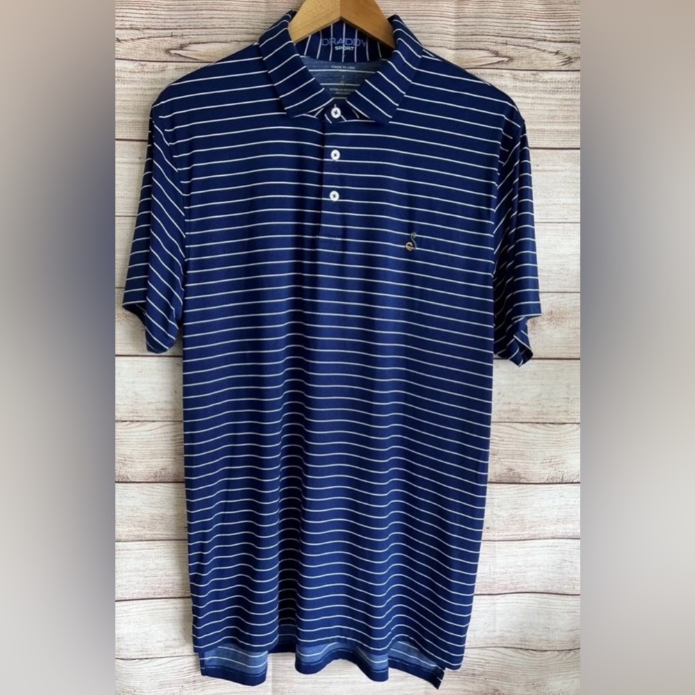 B. Draddy Sport Streamsong Logo Resort Golf Striped Shirt Polo Mens Large